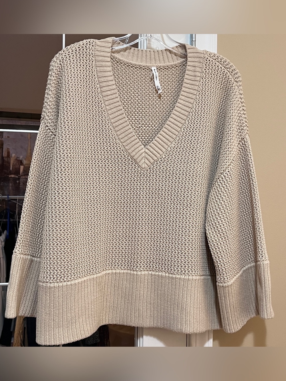 NWOT Paper Label 100% Cotton Oversized Knit V-Neck Sweater